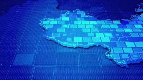Digital Data Network Over China Map Animation