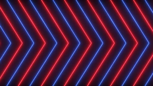 Animated Neon Red Blue Chevrons Moving Right Looping Background