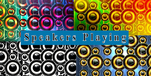 Abstract Wall of Pulsating Speakers with Dynamic Color