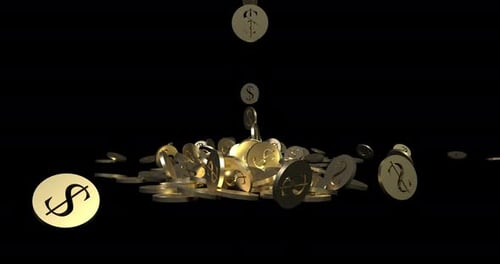 Falling Golden Dollar Coins Animated Background