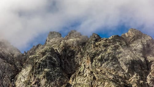 Rocky Mountain Peaks in Fog and Clouds