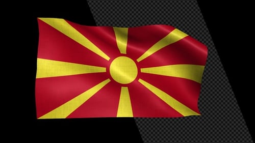 North Macedonia Flag Waving Animation Loop