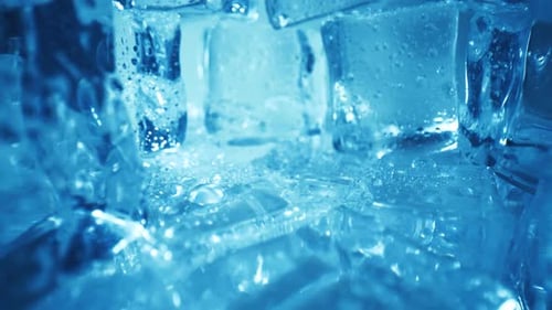 Close-up of Ice Cubes with Water Droplets