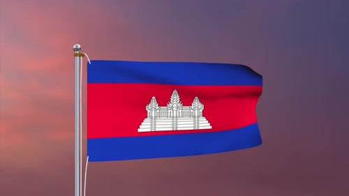 Cambodia National Flag Waving Animation