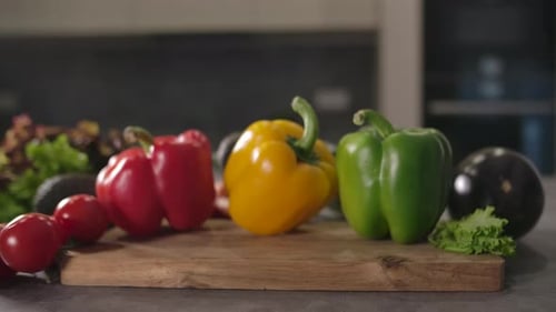 Colorful Fresh Vegetables on Cutting Board in Home