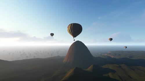 Paisaje de globos aerostáticos