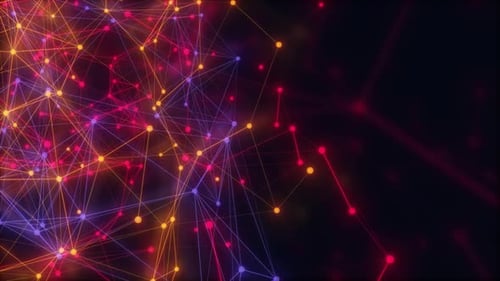 Glowing Plexus Network Connection Moving On Black Background. Digital Technology Network Background