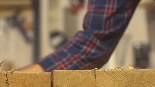 Woodworking with Hand Plane and Wood Shavings
