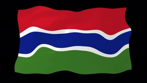 The Gambia National Flag Waving in Realistic Loop Animation
