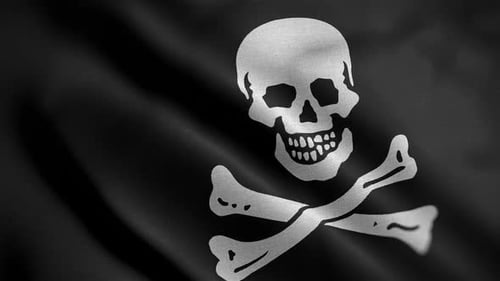 Realistic Pirate Skull and Crossbones Flag Waving