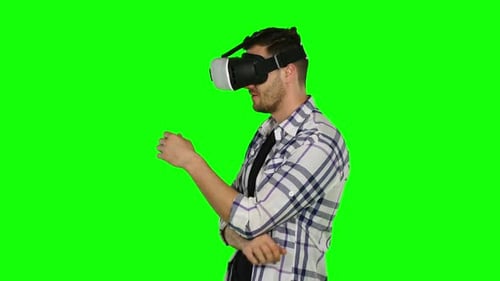 Virtual Reality. Hands Movement. VR. Green Screen. Close Up