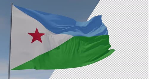 Djibouti National Flag Waving Animation Loop