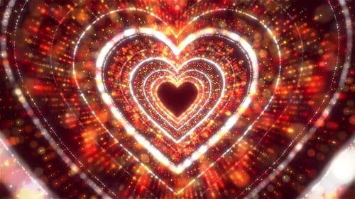 hearts shaped particles background uses for Valentine's day, Love Heart Glowing Particle Tunnel Bac