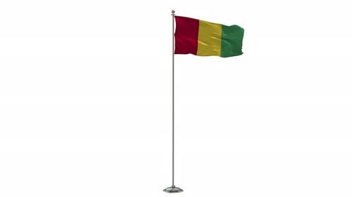 Guinea beim Aufhängen des wehenden Fahnenmastes mit Alpha