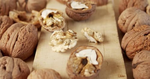 Delicious and Fresh Walnuts on a Wooden Table