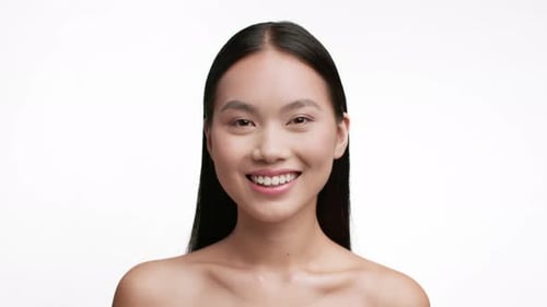 Smiling Woman Portrait on White Background