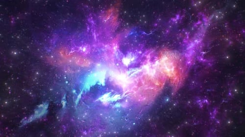 Colorful Abstract Cosmic Nebula with Twinkling Stars Animation
