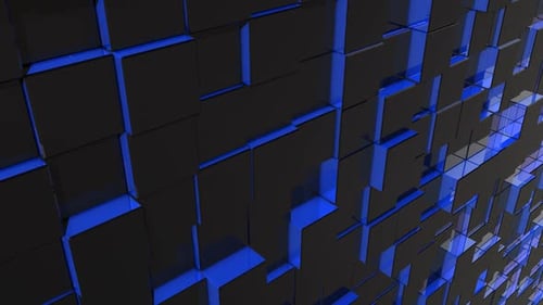 Abstract Blue Light Cubes Dynamic Motion Background