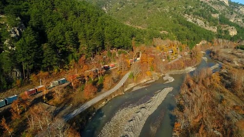 Passing Train Wagon With Driving Car