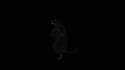 Animated Black Panther Standing with Glowing Eyes