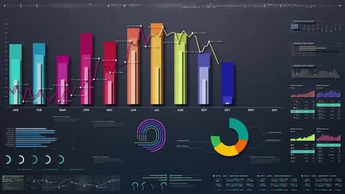 Futuristic Corporate Data Visualization HUD Infographic
