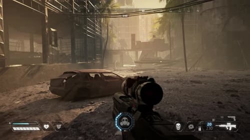 4K Fake warzone shooter. 3D city shooter with hud