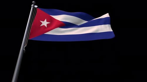 Realistic Waving Cuban Flag on a Flagpole
