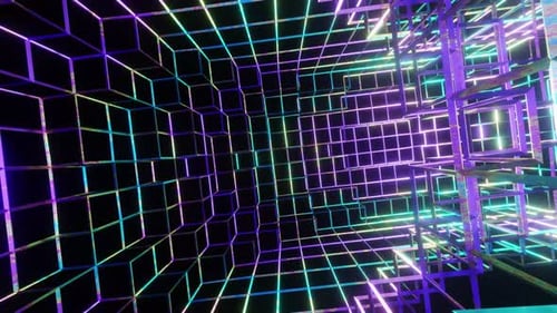 Bright Colored Circle Room With Cubes VJ loop 4K