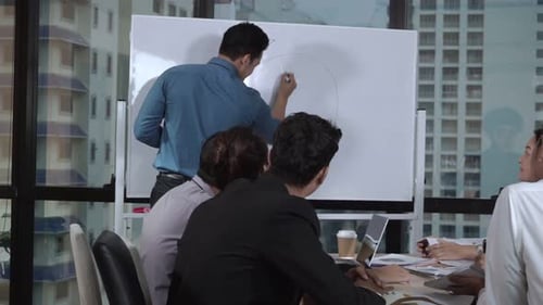 Asian Business People Discuss Marketing Strategy