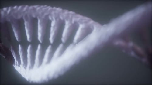 ADN renderizado en 3D con partículas brillantes