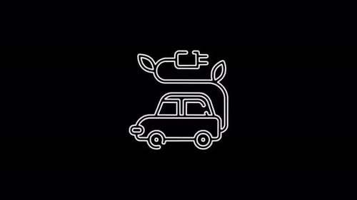 Minimalist Line Art Electric Car Icon Reveal