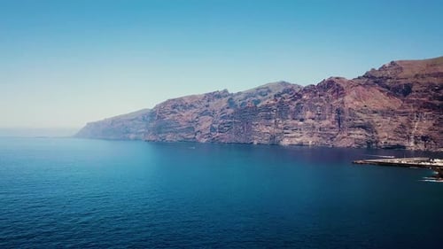 Aerial view of Los Gigantes cliffs in Tenerife, canary islands.