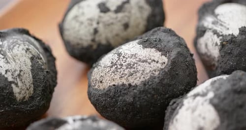 Salted Duck Eggs Displayed in a Close Up