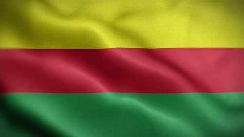 Realistic Waving Flag with Yellow Red Green Stripes