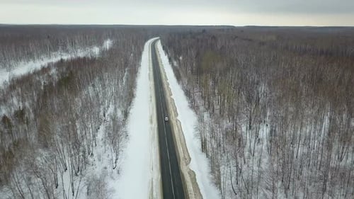 Car On Winter Road
