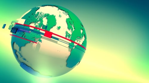 Futuristic Rotating Earth Globe with Digital Data Lines Animation