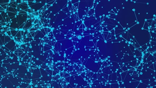 Plexus Flying On Teh Dark Gradient Blue Background, Blue Plexus Network Animation Background