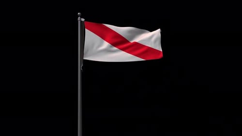 Waving Flag Animation With Pole And Alpha Channel