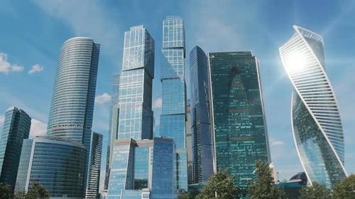 Moscow City Skyscrapers Timelapse. Office Business Center of Moscow City. Towers of Moscow City