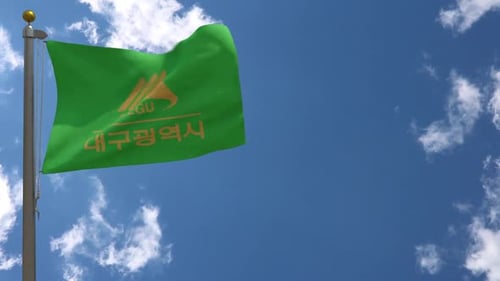 Flagge der Stadt Daegu (Südkorea) auf Fahnenmast