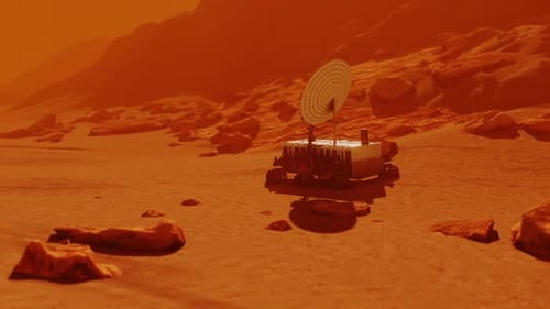 Futuristic Mars Rover Exploring Red Planet Landscape