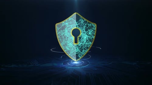 Animated Futuristic Cybersecurity Shield with Plexus Network