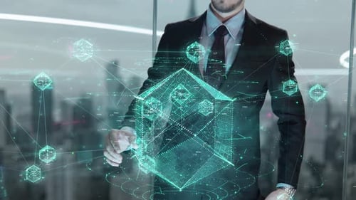 Futuristic Business Strategy Vision 2024 Hologram Interface