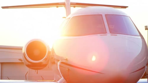 Private jet at terminal 4k