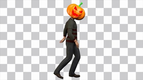 Pumpkin Head Character Walking Halloween Animation