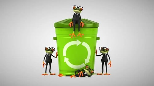 4 Frösche recyceln Müll