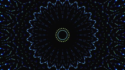 Abstract Blue Glowing Geometric Kaleidoscope Hypnotic Motion Background