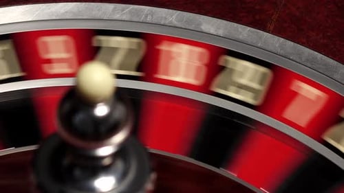 Classic Casino Roulette Wheel, on Black, Ball White