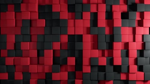 Geometric Red Black Cubes Abstract Motion Background