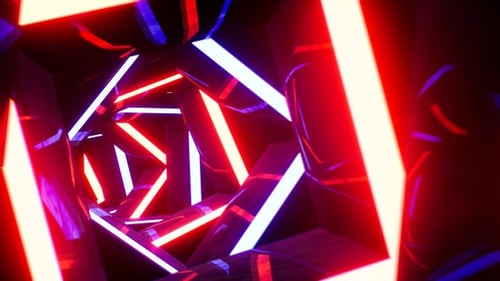 Glowing Square Tunnel Loop 4K